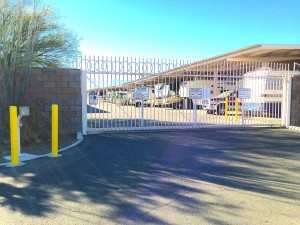 Facilities are surrounded by a metal security gate.